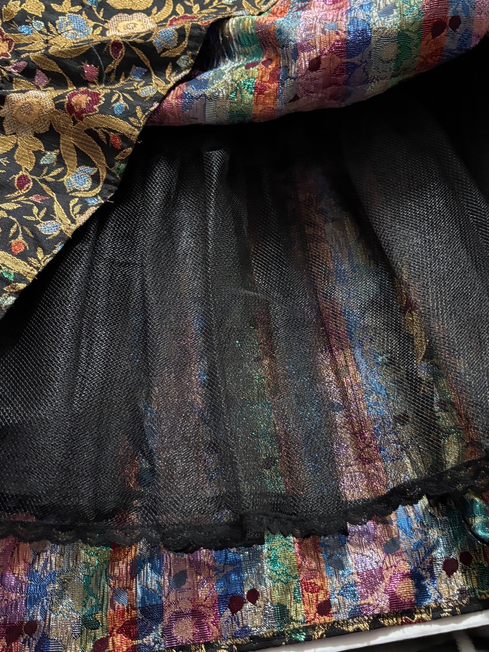 Vintage Jessica McClintock Size 8 Velvet Bodice Metallic Brocade Dress - Picture 5 of 9
